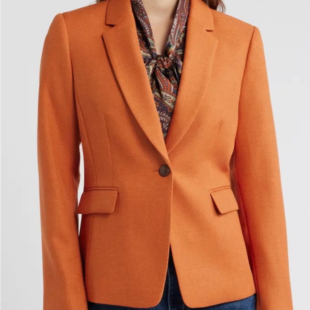 Tahari Women's Blazer in Bold Orange - Picture 5 of 9